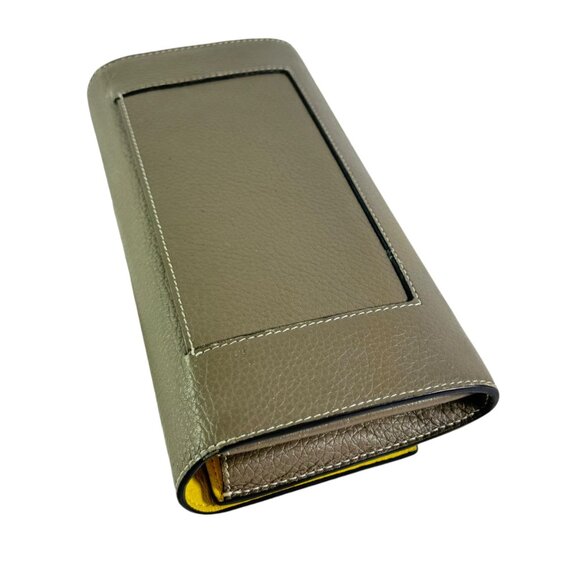 CELINE Taupe Leather Large Flap Multifunction Women's Long Wallet Made in Italy - Picture 15 of 15